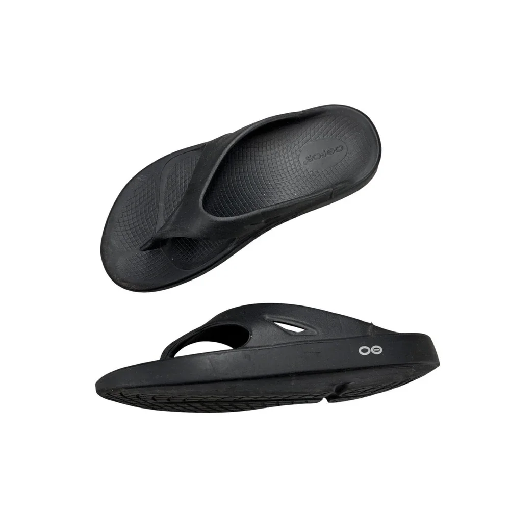 OOFOS OOriginal Recovery Sandals Black Mens 8 Womens 10 Thong Flip Flops EU 41